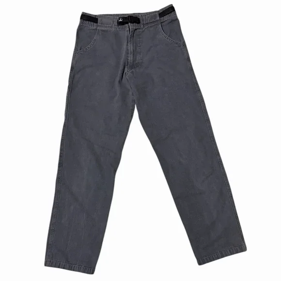 Vintage Prana Pants Mens Small Belted Climbing Gray Canvas USA Made Gorpcore - Picture 1 of 9